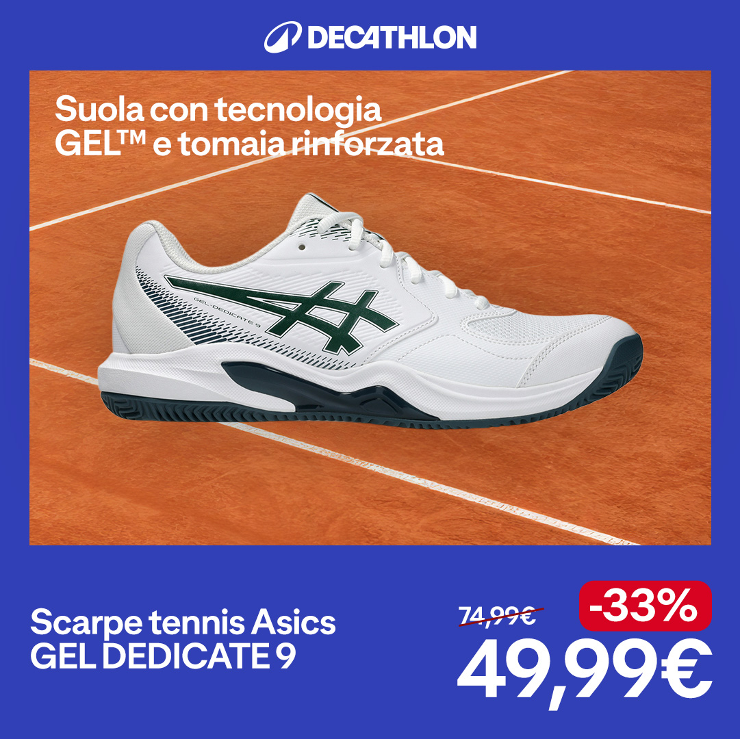 Decathlon Italia Facebook ad: Asics Gel Dedicate 9