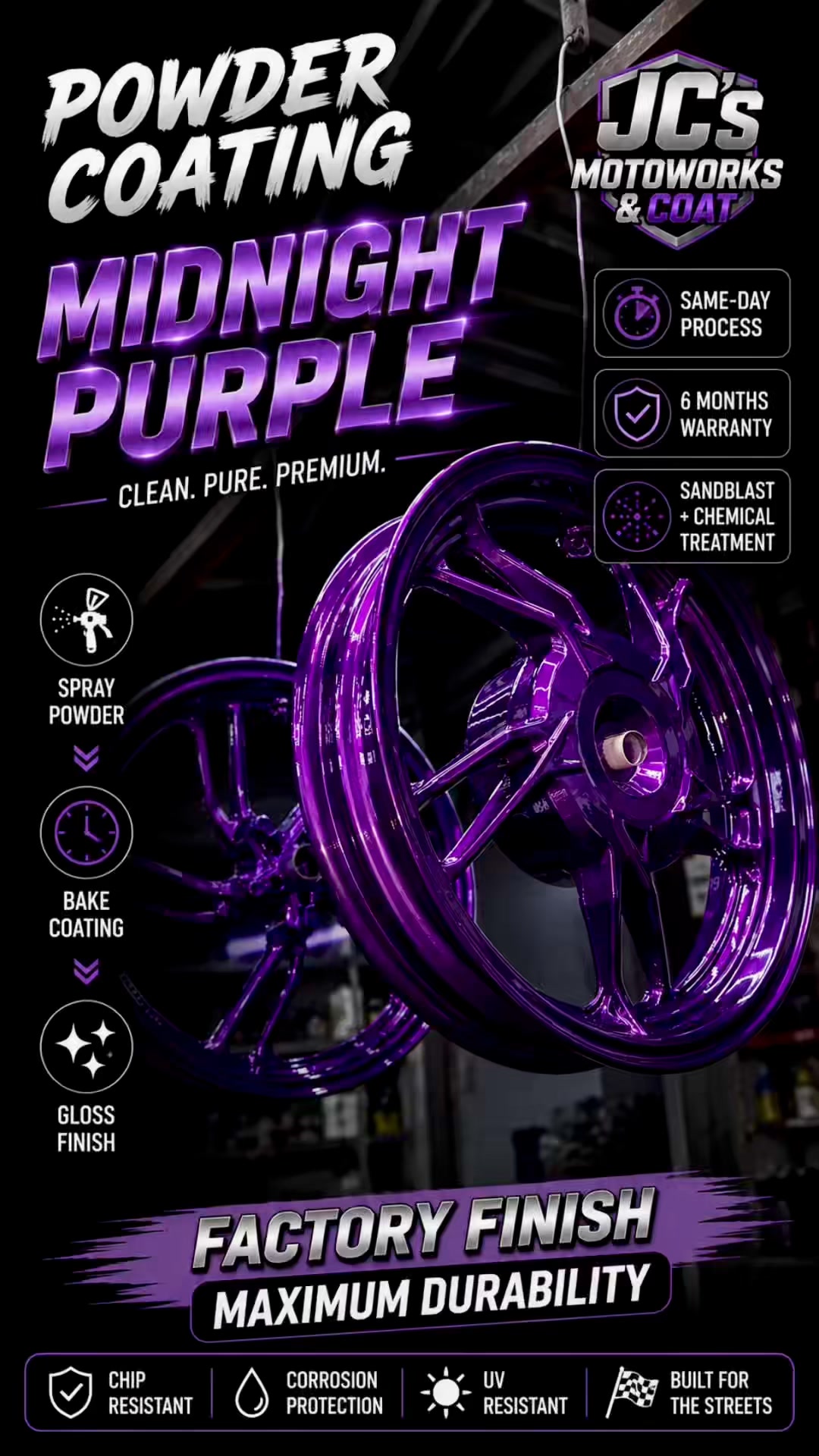 JC's MotoWorks & Coat Facebook ad: FREE GLOSSY CLEAR TOP COAT!