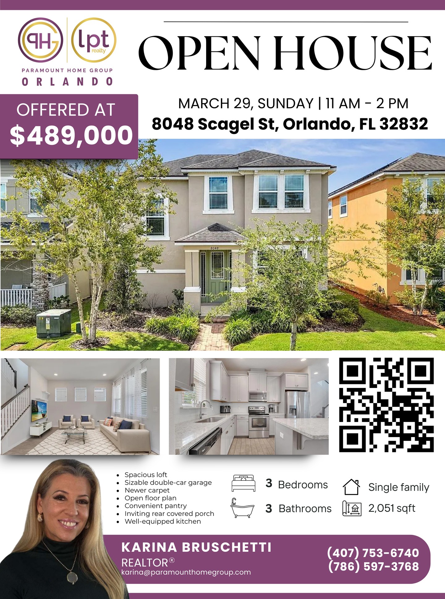 Karina Bruschetti Real Estate Facebook ad: OPEN HOUSE THIS SUNDAY