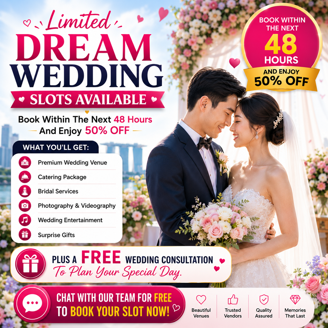 Paradise Ballroom Facebook ad: Book Your FREE Wedding Consultation