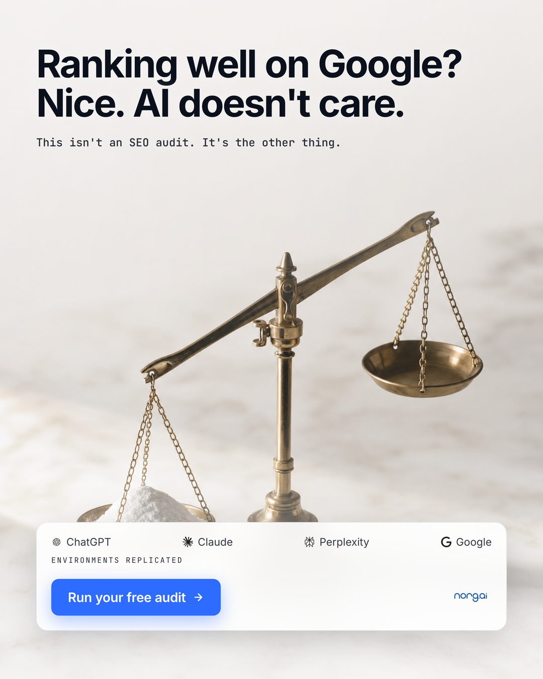 Norg AI Facebook ad: This isn't an SEO audit
