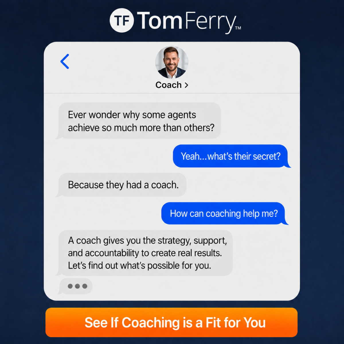 Tom Ferry Coaching Facebook ad: Fix Your Real Estate Systems