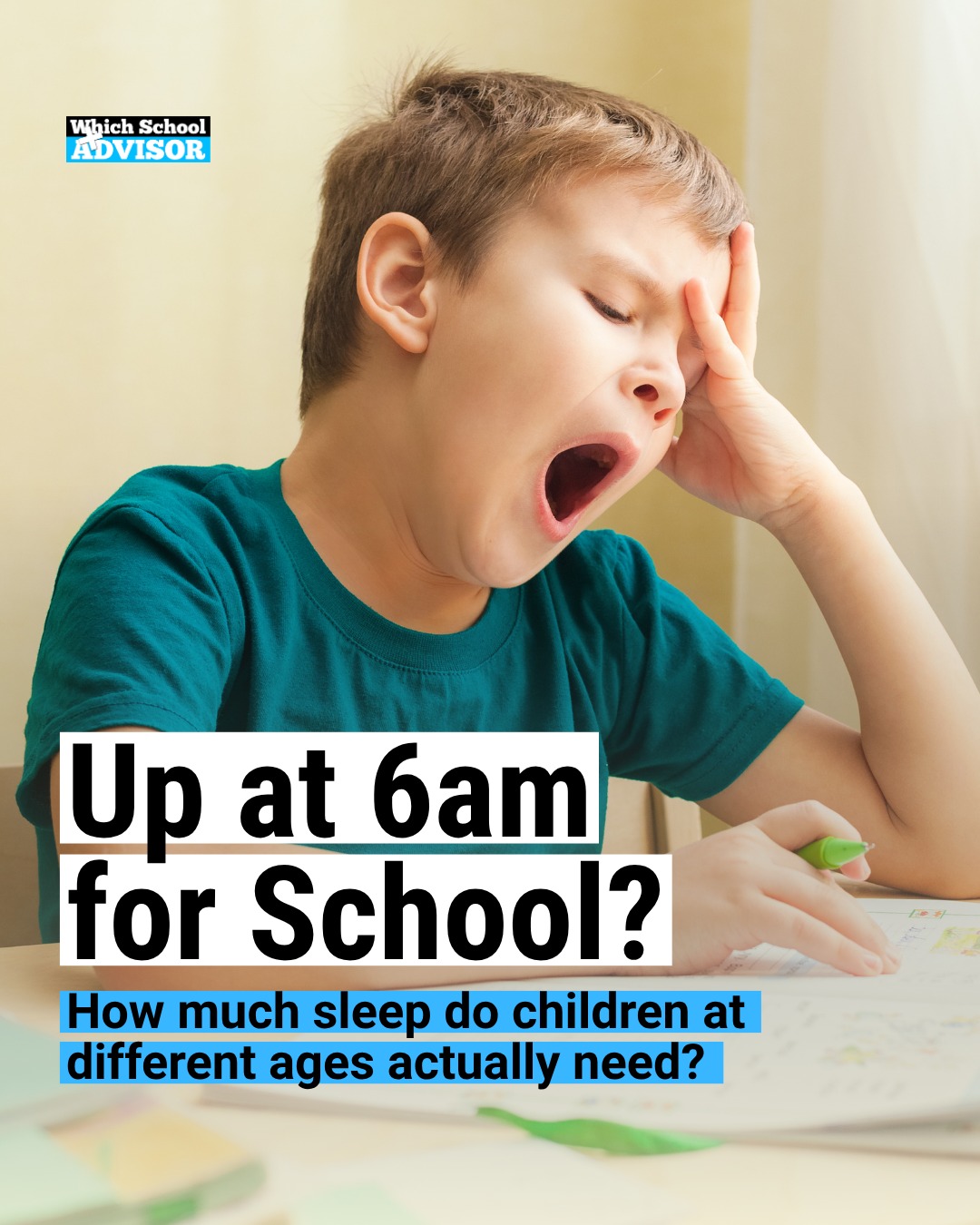 WhichSchoolAdvisor Facebook ad: What time does bedtime actually happen in your…