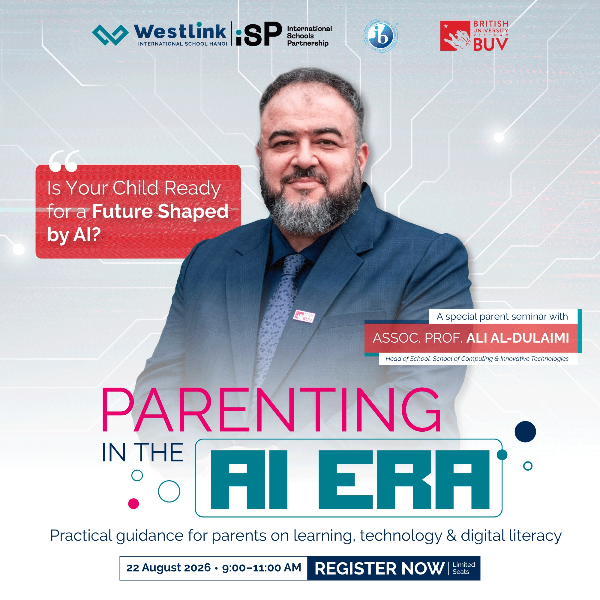 Westlink International School Hanoi Facebook ad: SEMINAR: PARENTING IN THE AI ERA