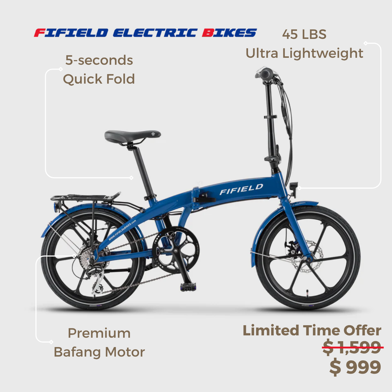 Fifield Electric Bikes Facebook ad: Save $600, Jetty 4.0 Folding Ebike