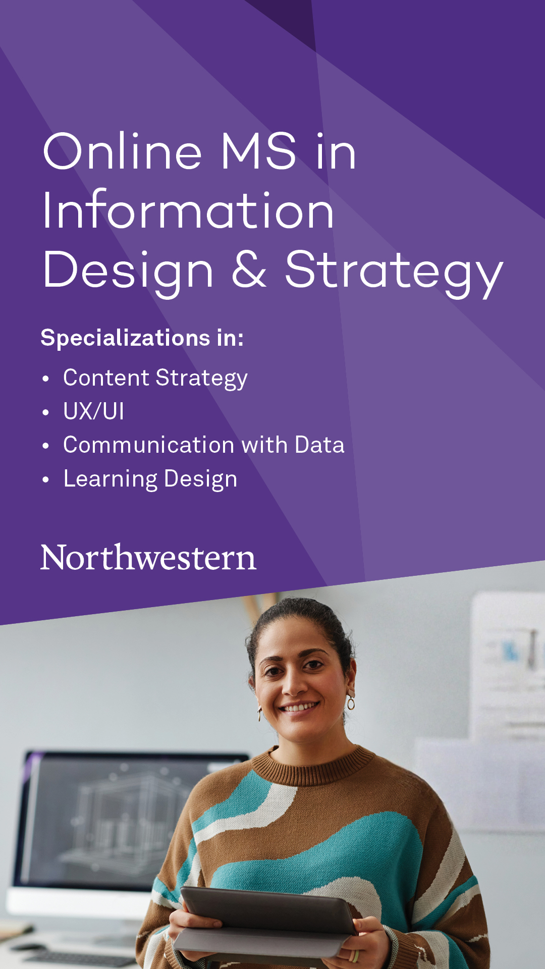 Northwestern University School of Professional Studies Facebook ad