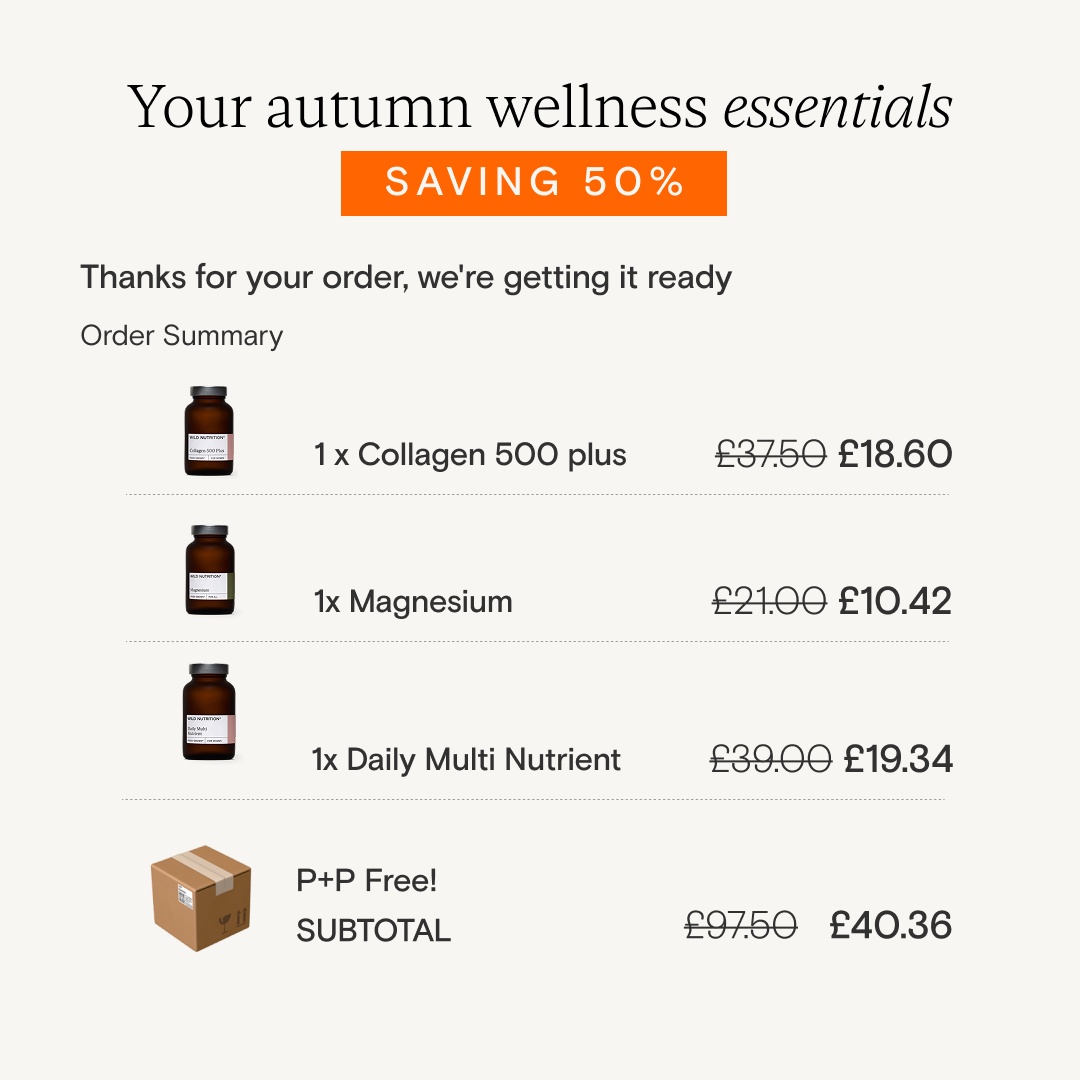Wild Nutrition Facebook ad: 50% off your first three months