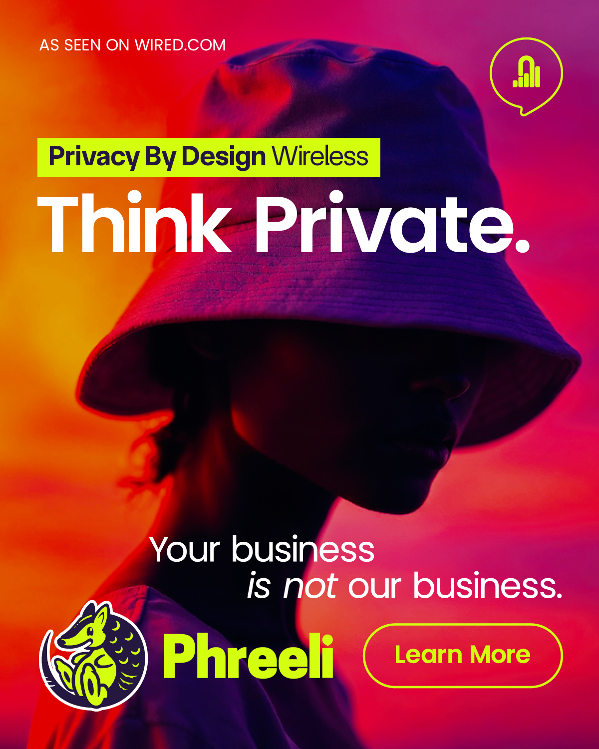 Phreeli Facebook ad: Upgrade your privacy.