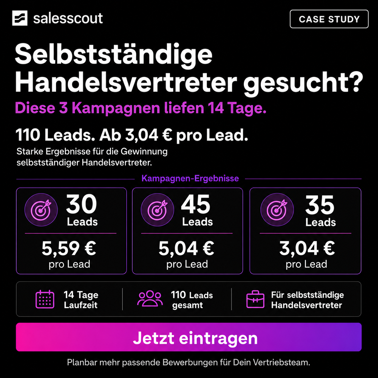 SalesScout Facebook ad: Jetzt eintragen und direkt 1000€ sparen!