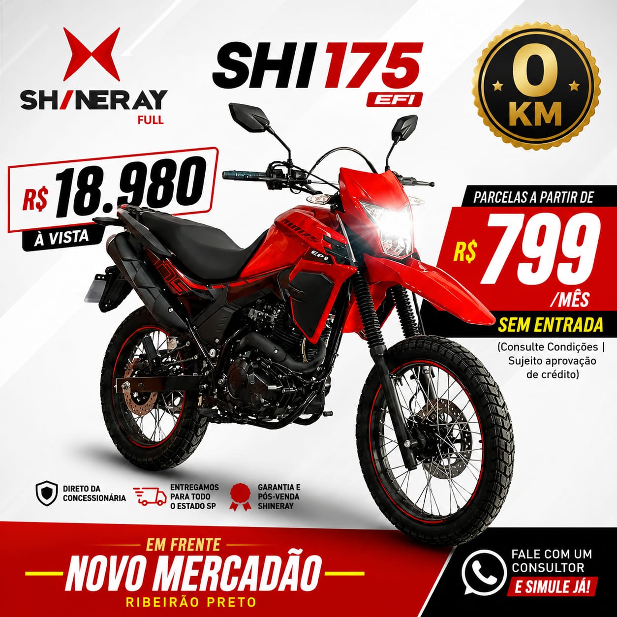 Shineray Full Facebook ad: Em frente Novo Mercadão da Cidade em Ribeirão Preto
