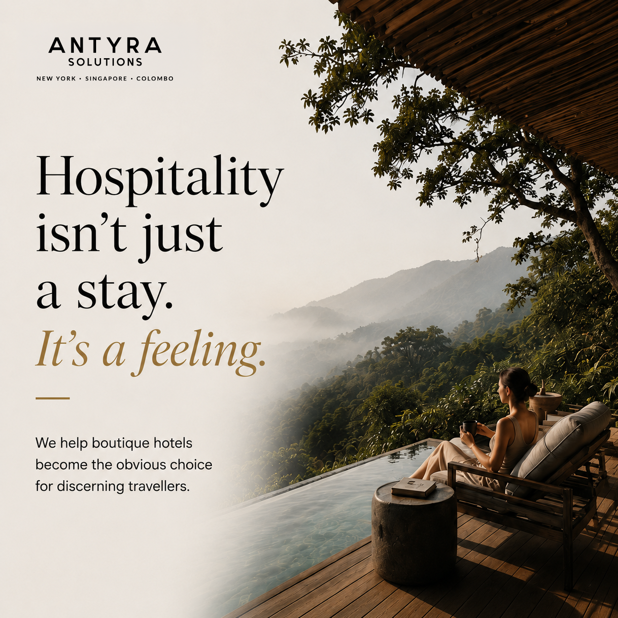 Antyra Solutions Facebook ad: For luxury boutique hotels, the first decision is…