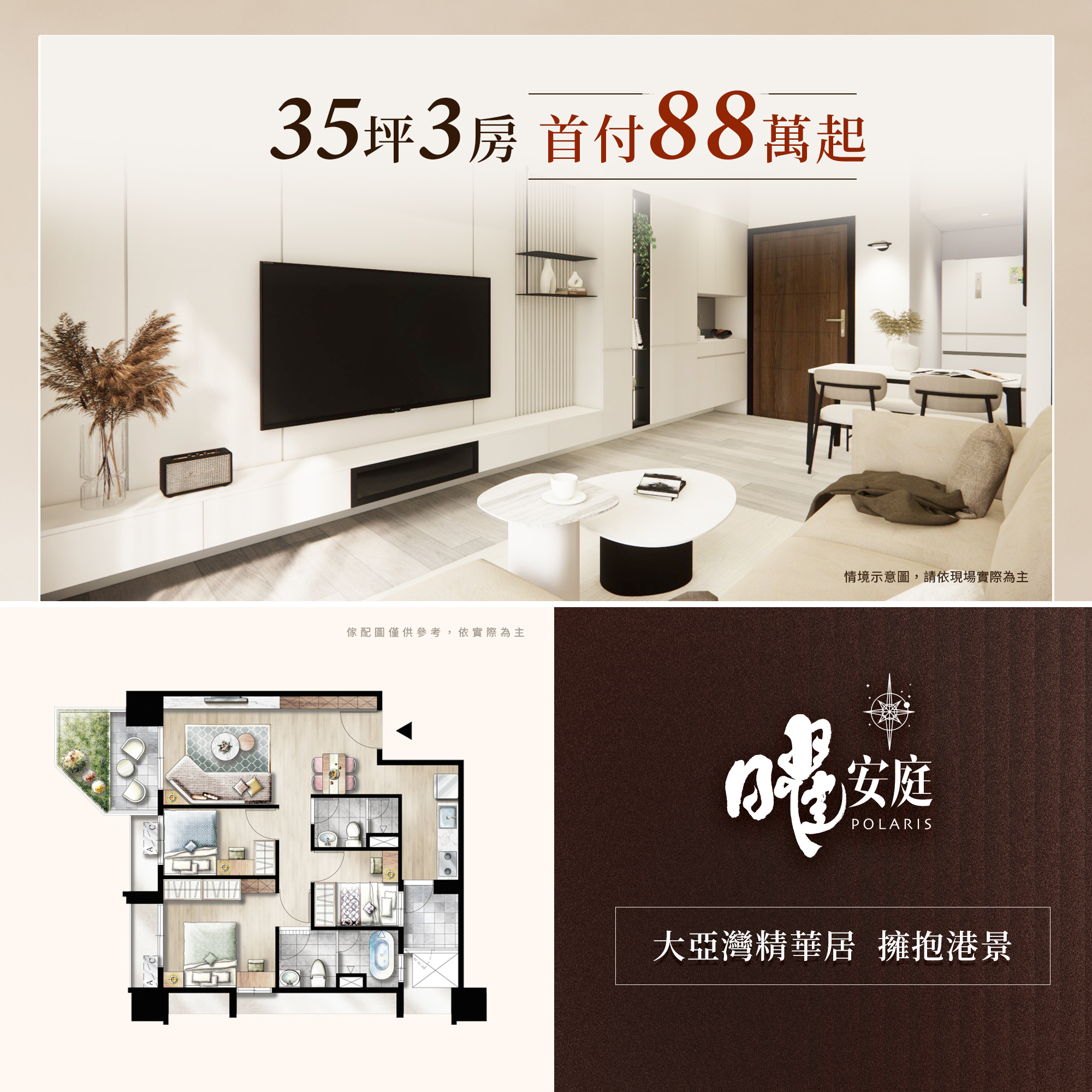 樂居Jason Facebook ad: 曜安庭|35坪3房 首付88萬起