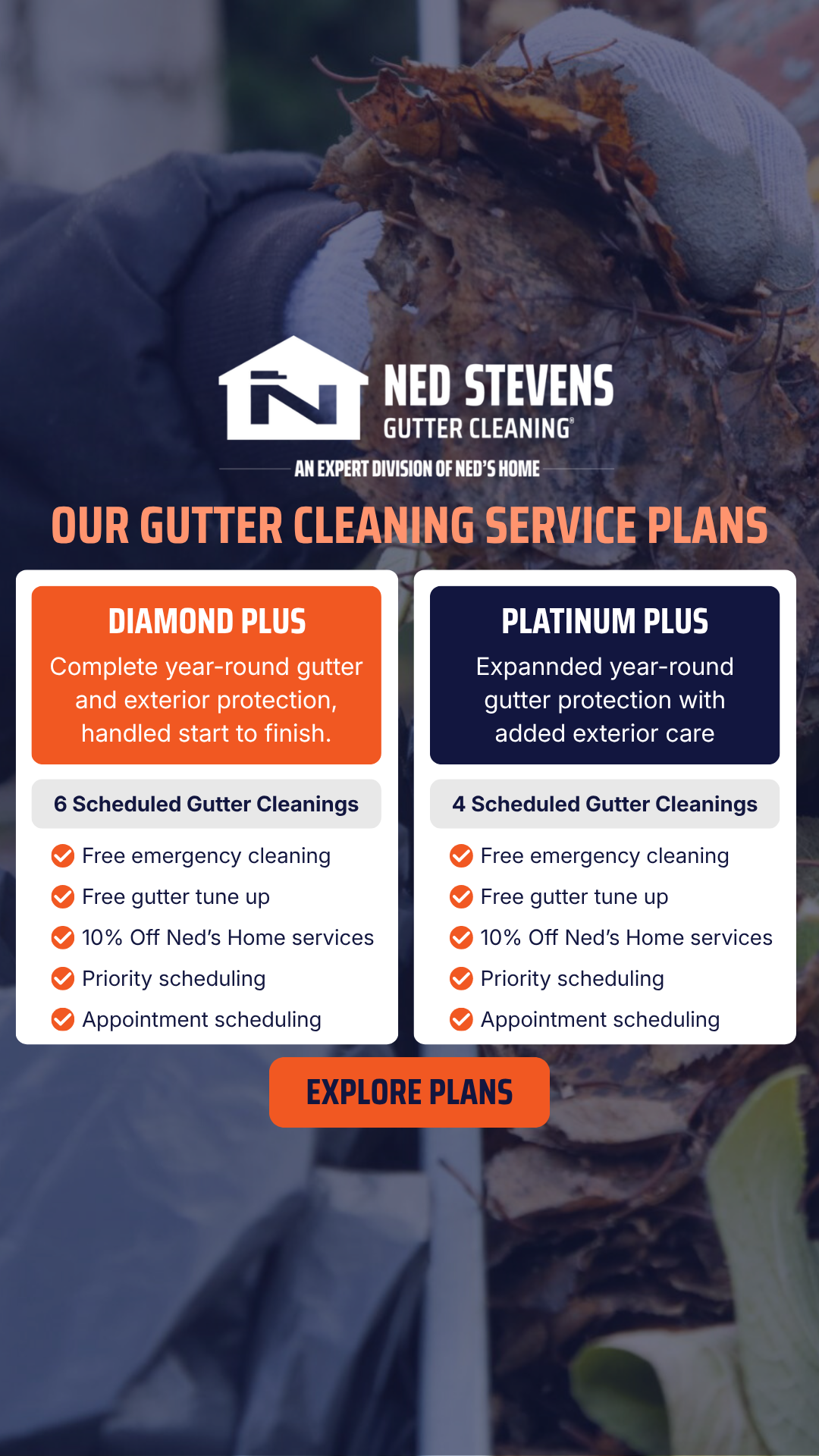 Ned’s Home Gutter Cleaning- Authorized Partner Facebook ad: Book Now-Gutter Cleaning as Low as $150