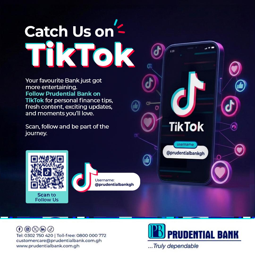 Prudential Bank Ghana Facebook ad: Exciting news! Prudential Bank is now on TikTok!