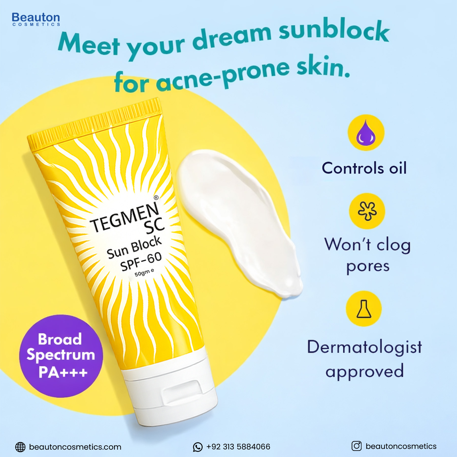 Beauton Cosmetic Facebook ad: Tegmen SC, Sebum Control Sunblock