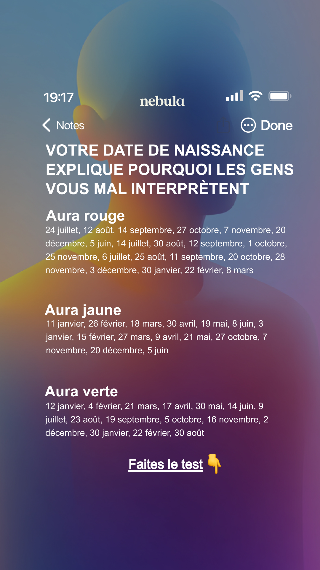 Nebula: Aura Power Reading Facebook ad