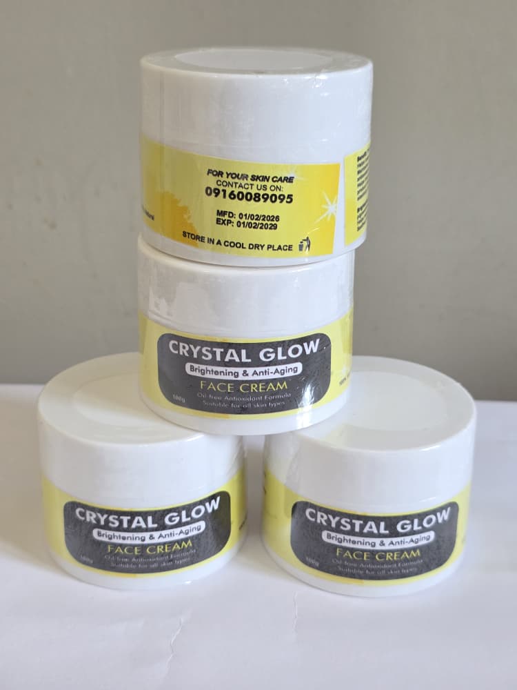 Crystal Glow Skincare Facebook ad: Kiss Sunburn & Wrinkles Good BYE