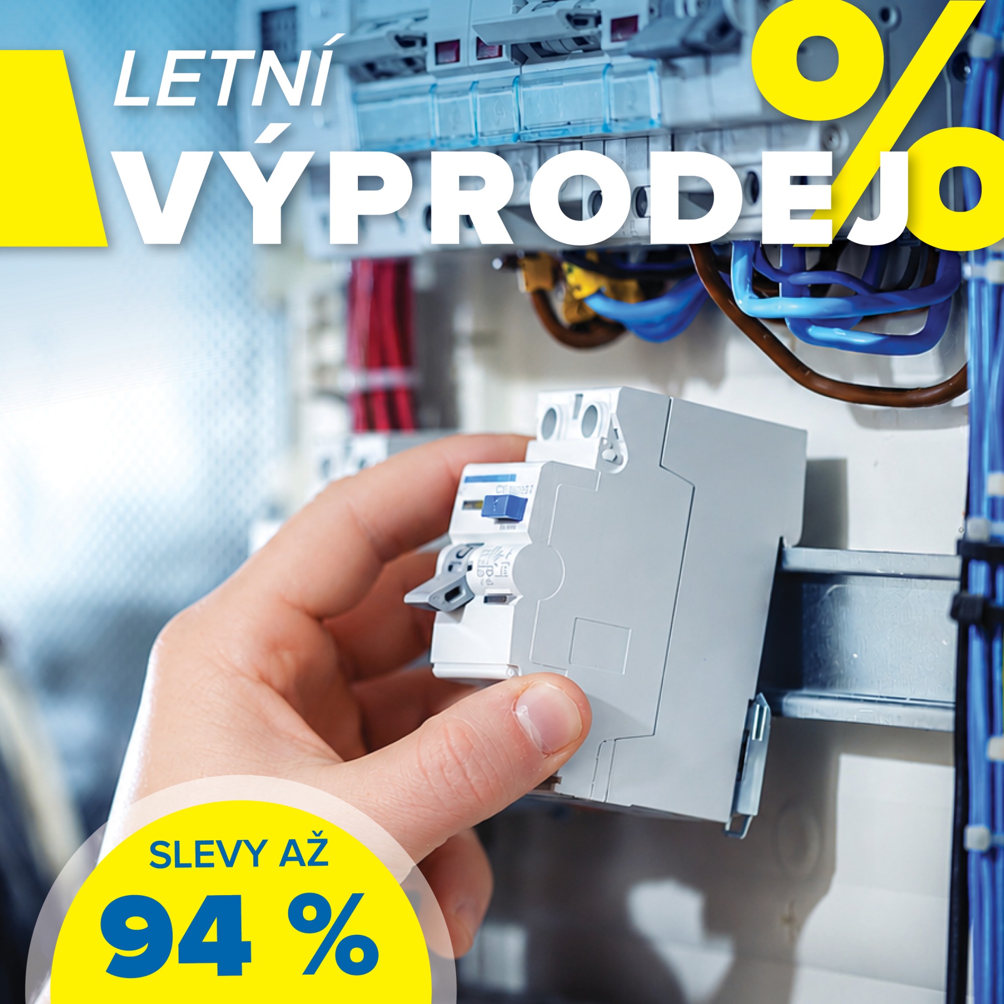 ELKOV elektro a.s. Facebook ad: Letní akce! Světla, elektromateriál i měřicí technika…