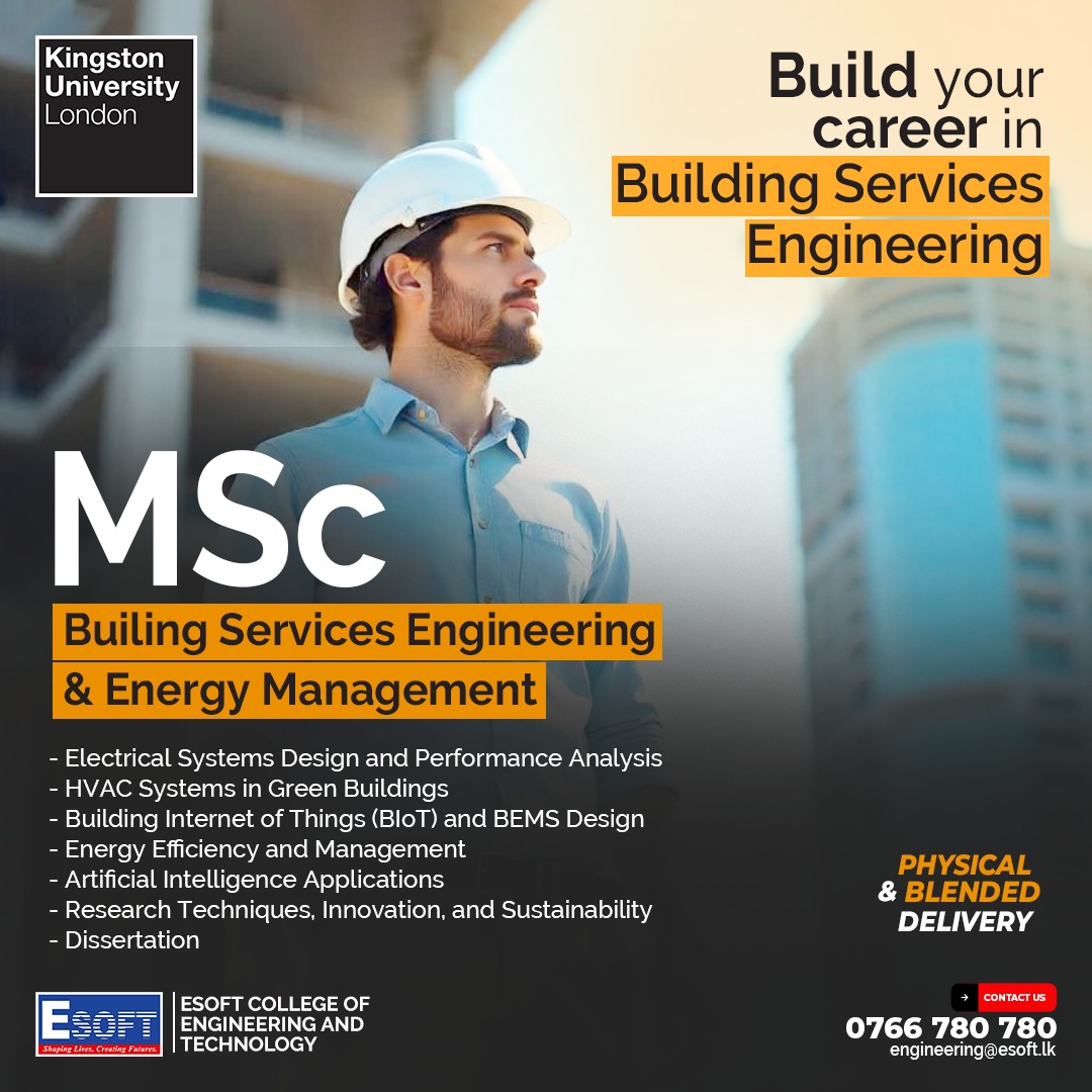 Esoft College of Engineering and Technology Facebook ad: MSc Building Services Engineering & Energy Management