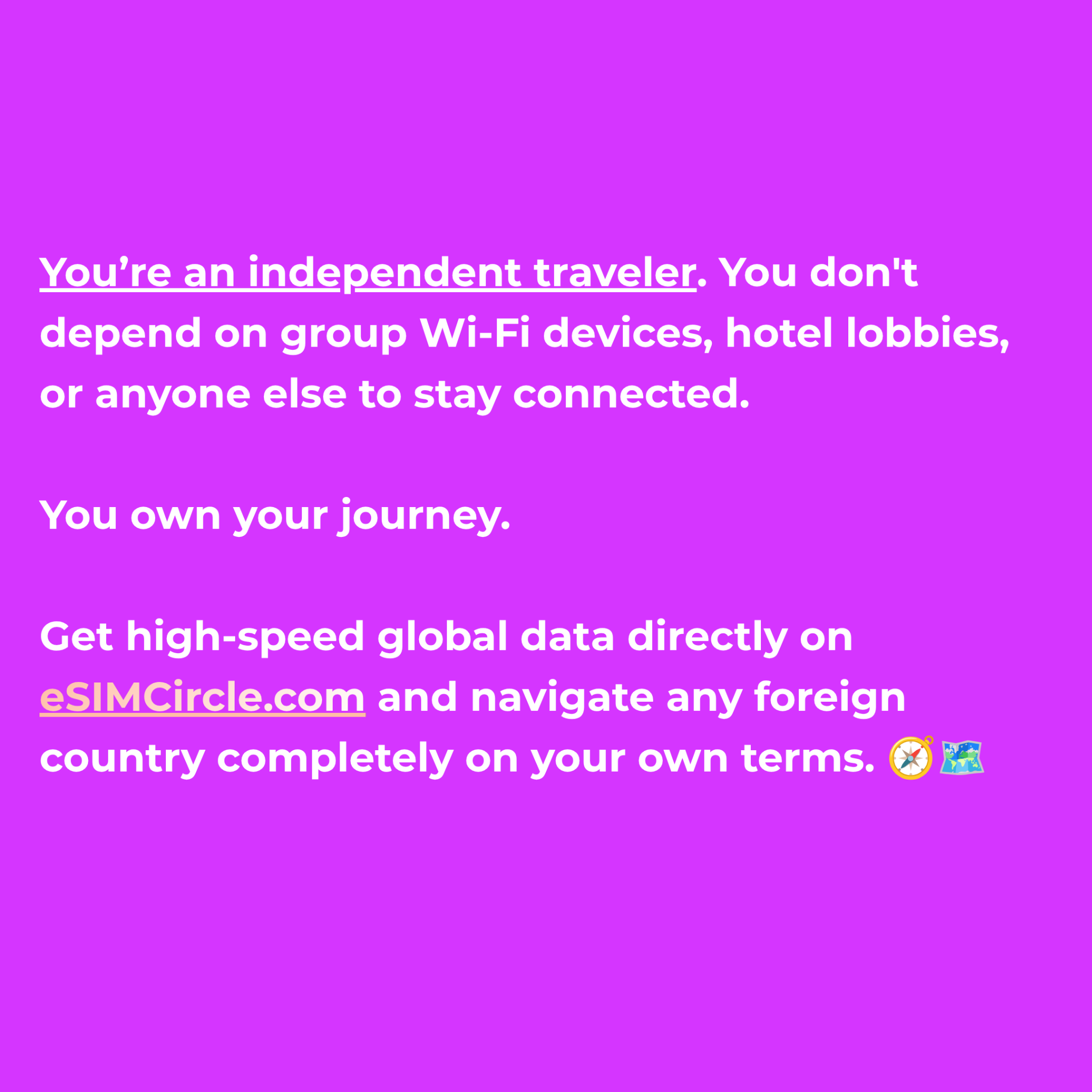 ESIM Circle Facebook ad: eSIMCircle - Trusted by 50,000+ Travelers