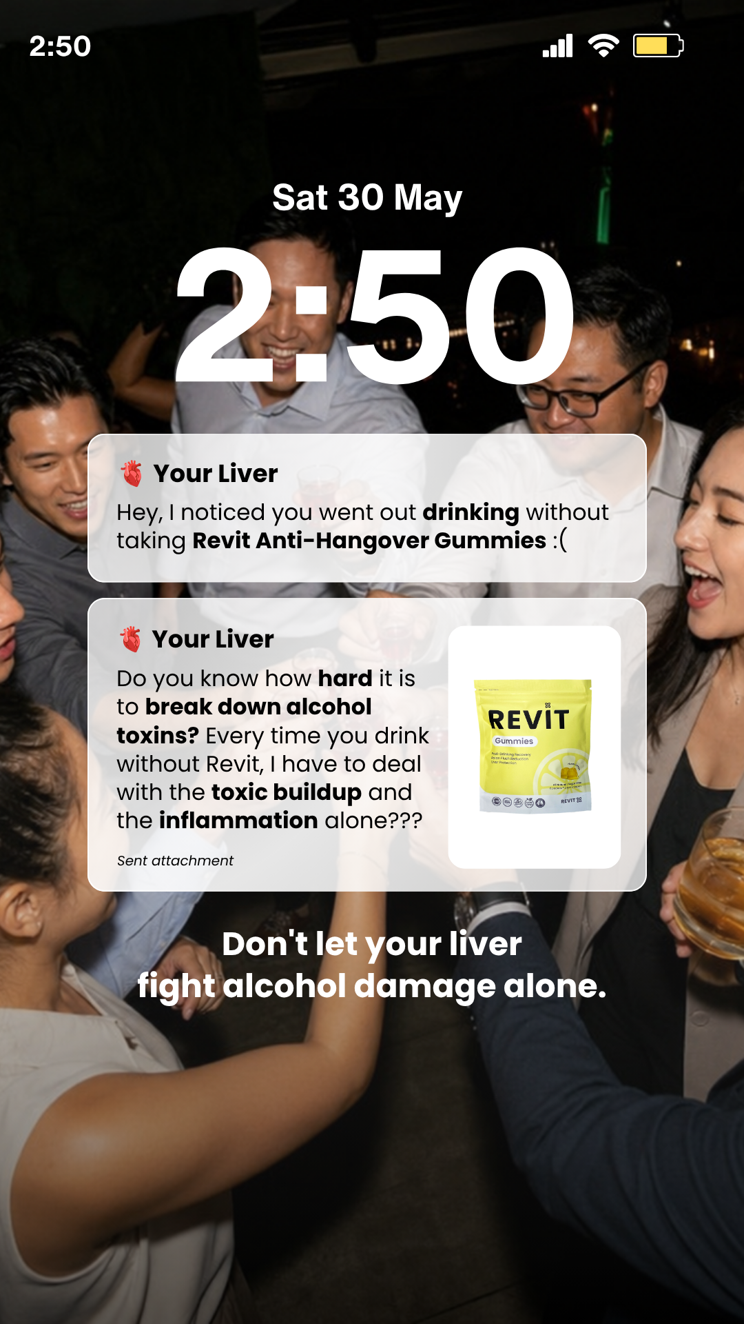 Revit Facebook ad: Your Liver Works Hard. Return the Favour.