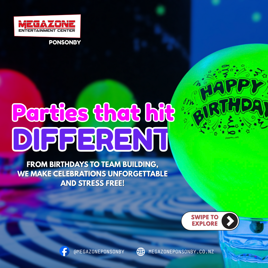 Megazone Ponsonby Laser Tag Facebook ad: No stress, just non-stop fun!