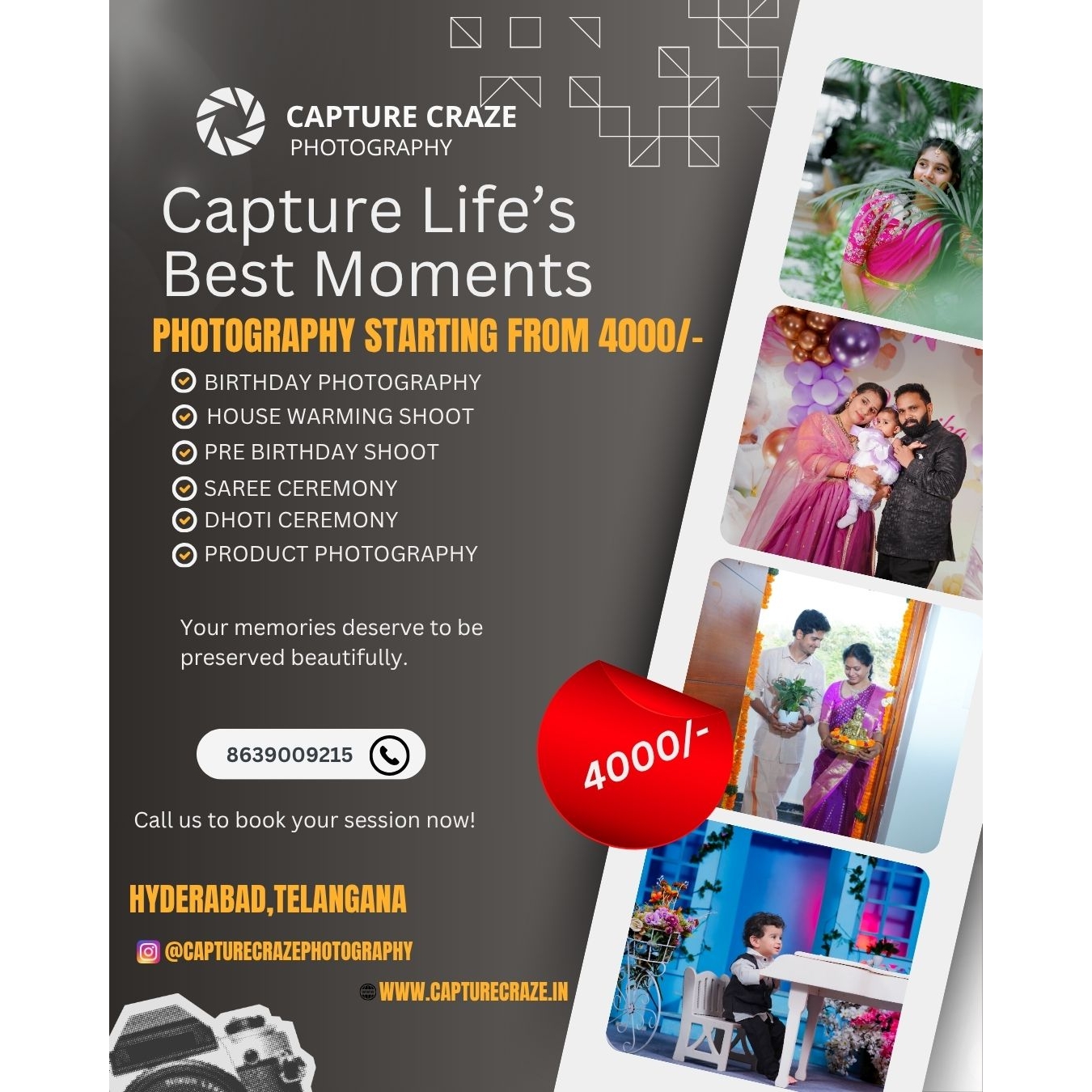 Adzgenzy Facebook ad: Capture Craze Photography