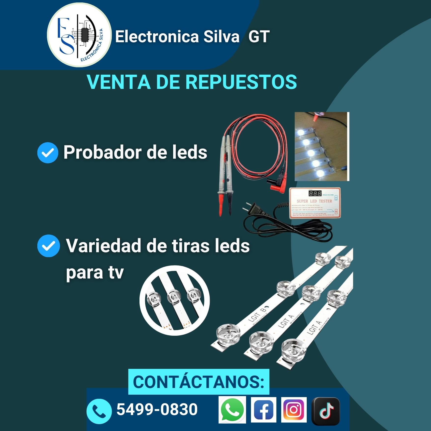 Electrónica Silva GT Facebook ad: Venta de repuestos, integrados, transistores, mosfet…