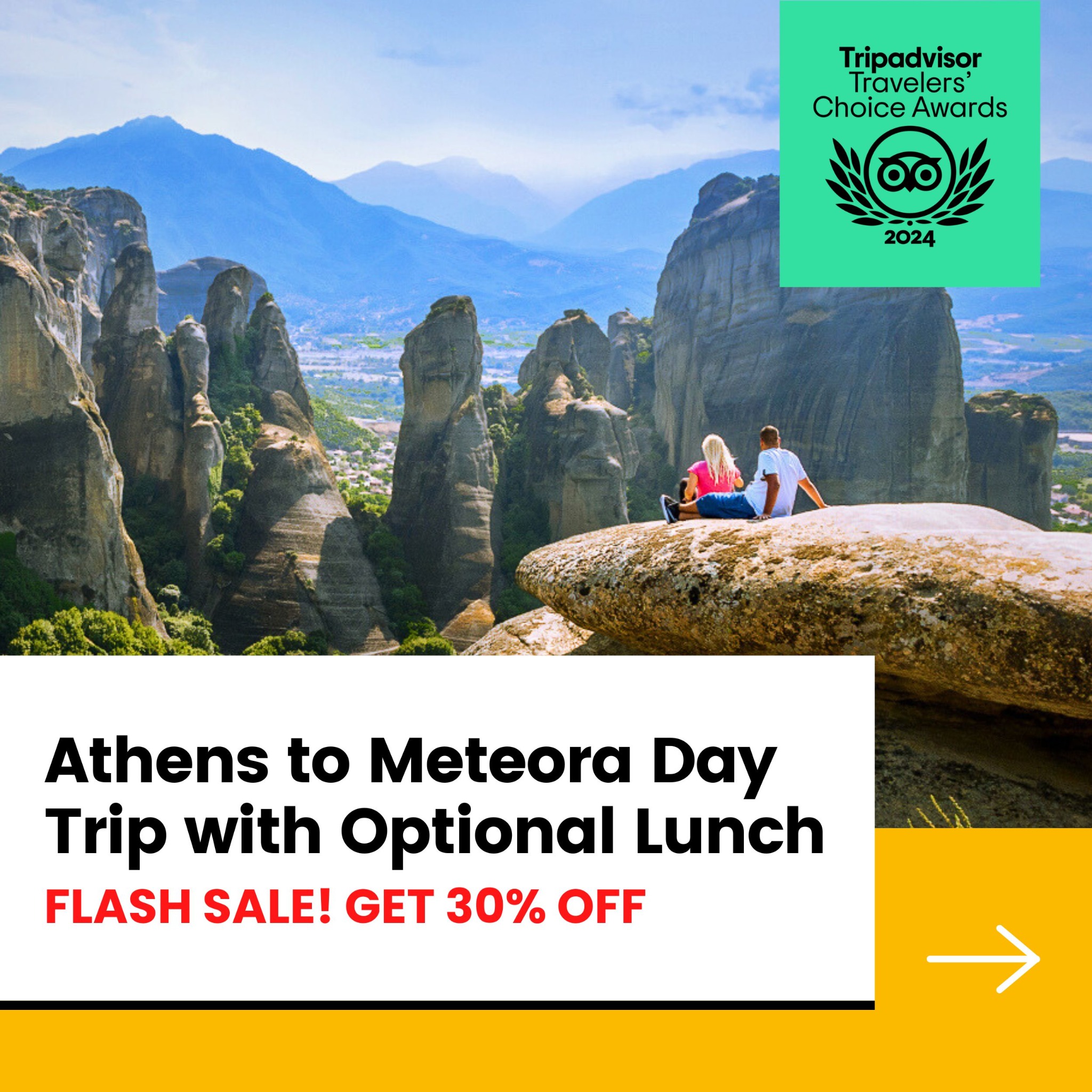 Meteora Trip Facebook ad: FLASH SALE -30%