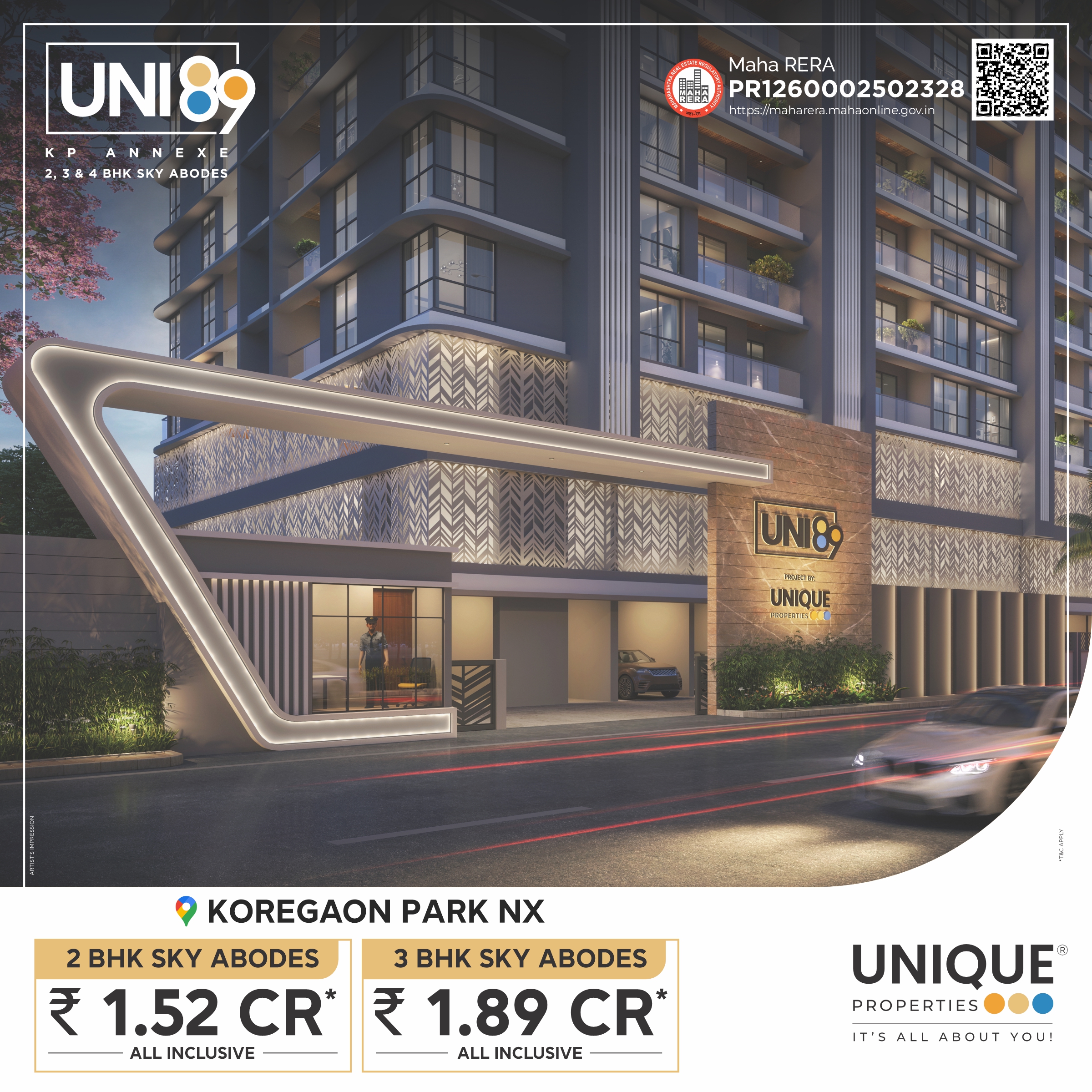 Unique Properties Facebook ad: 2 & 3 BHK @ Koregaon Park NX | 1.52 Cr* a.i. onwards