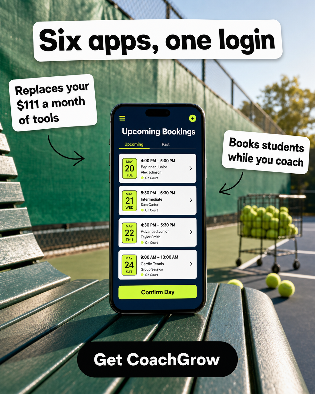 Golferstory Facebook ad: Six apps, one login