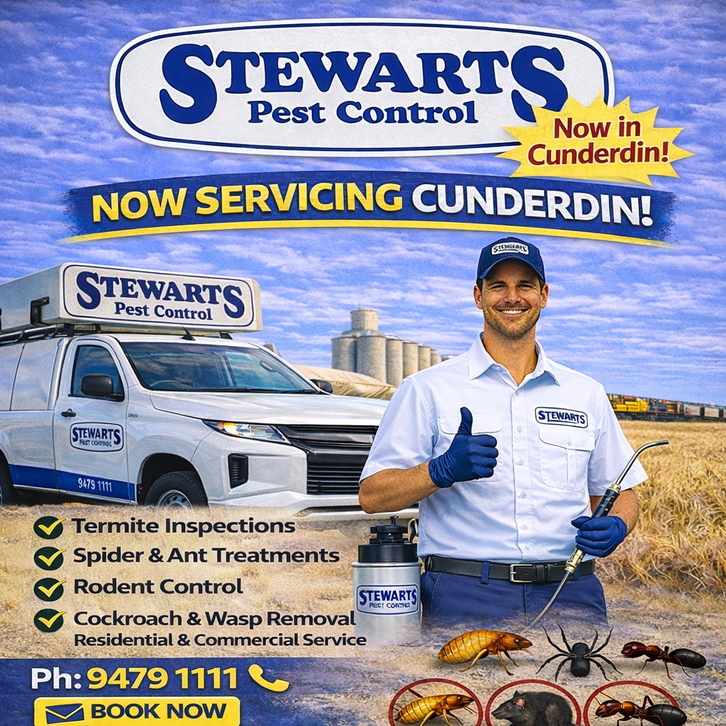 Stewarts Pest Control Perth Facebook ad from Jan 6, 2026