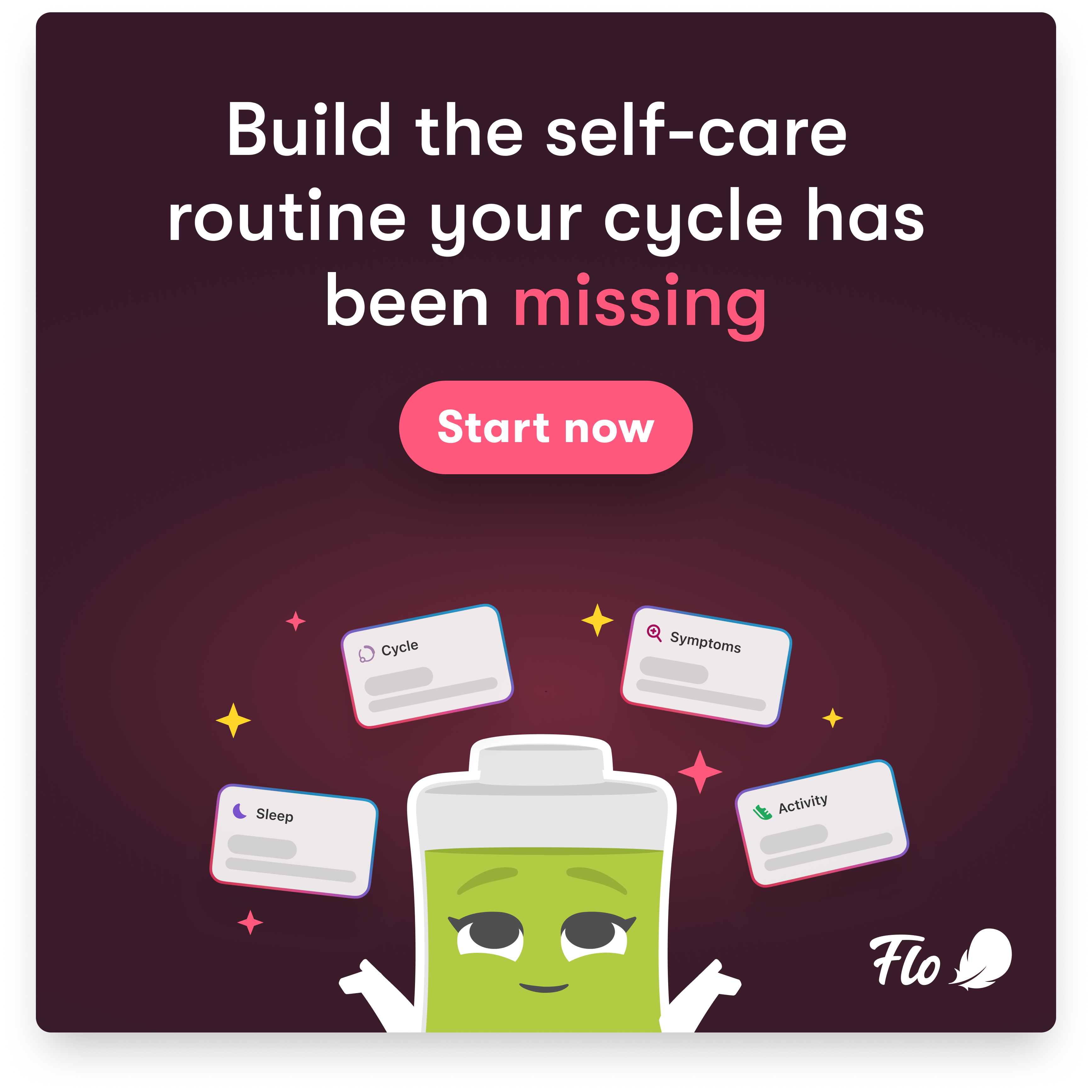 Flo Health App Facebook ad: Start using Flo today!