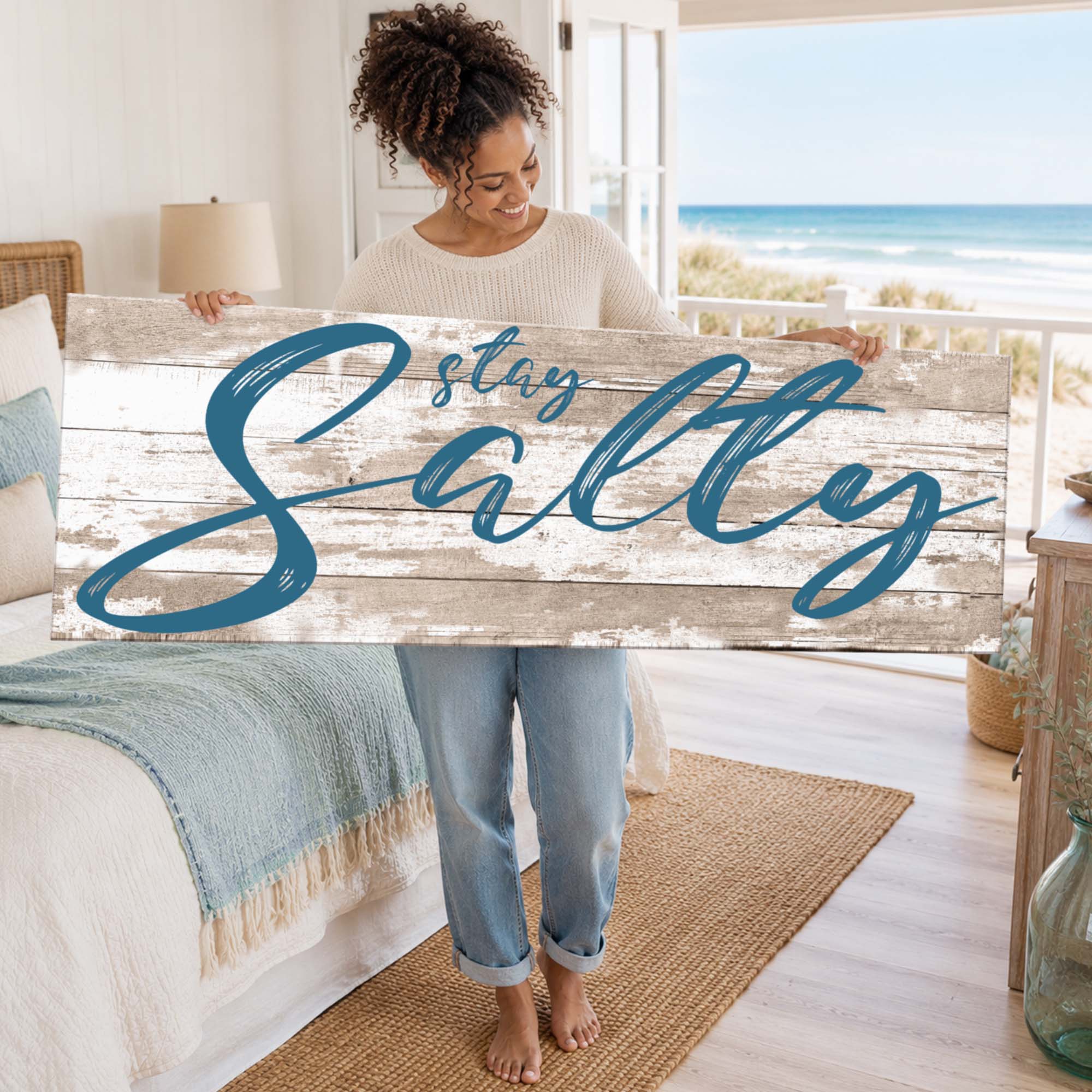 Tailored Canvases - Personalized Art Facebook ad: Stay Salty Coastal Sign II | Made in the USA | Ships Fast