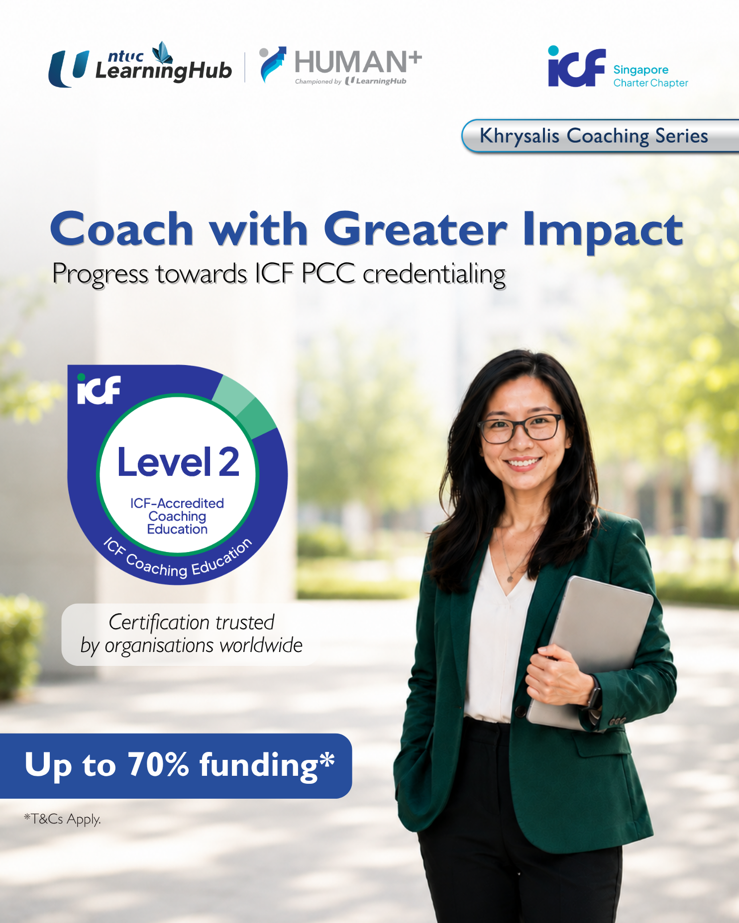 NTUC LearningHub Facebook ad: Coach with Greater Impact Through Advanced Coaching Skills
