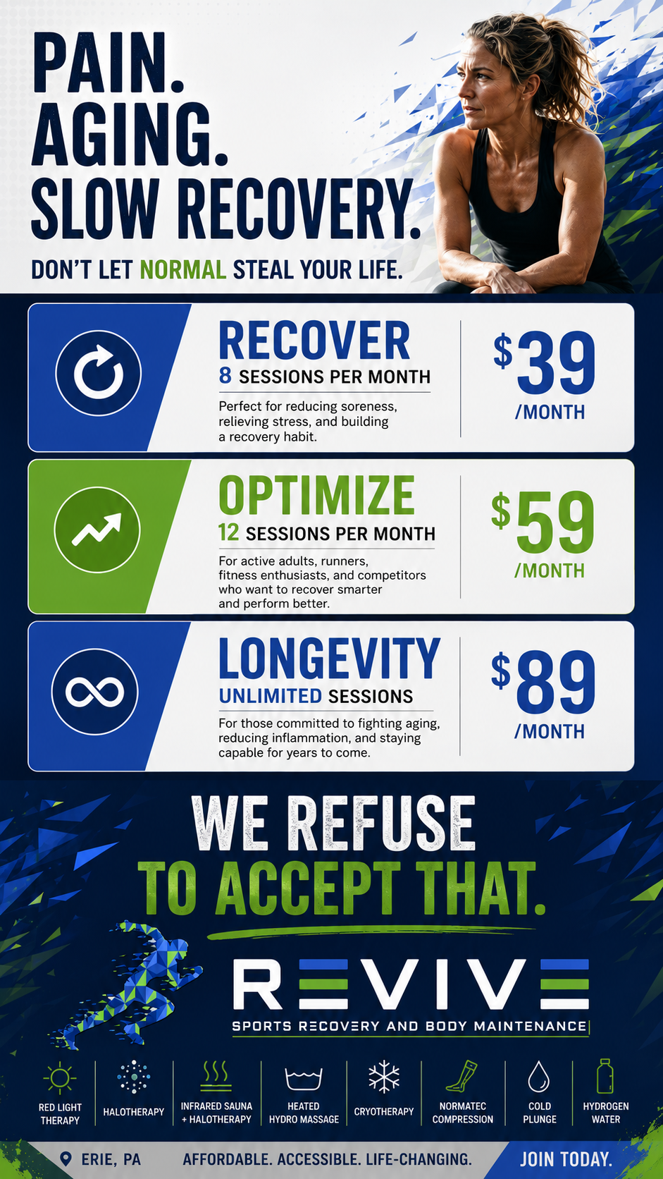 Revive Sports Recovery and Body Maintenance Facebook ad: AGE SLOWER RECOVER FASTER