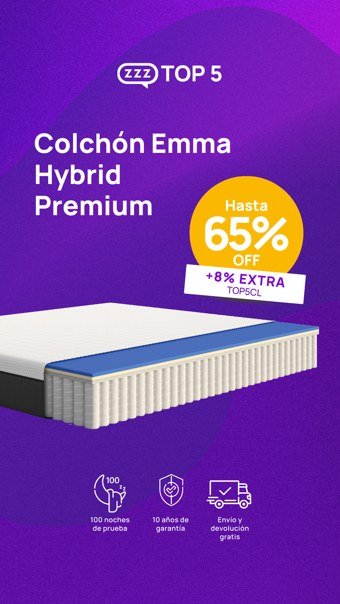 Top 5 Mejores Colchones de Chile Facebook ad from May 13, 2026