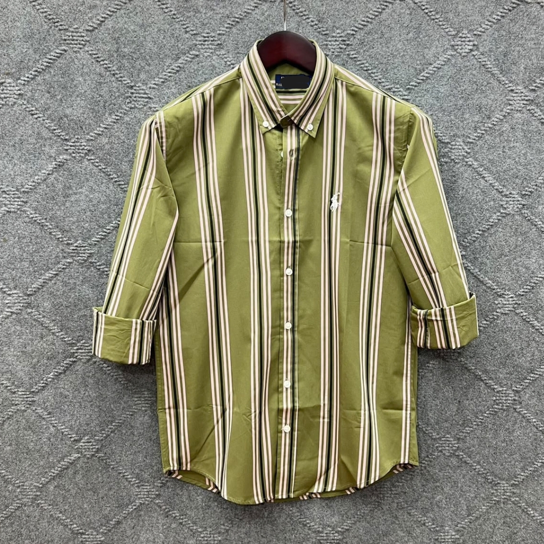 White Tailor Facebook ad: Olive Stripe full sleeve premium cotton shirt for men