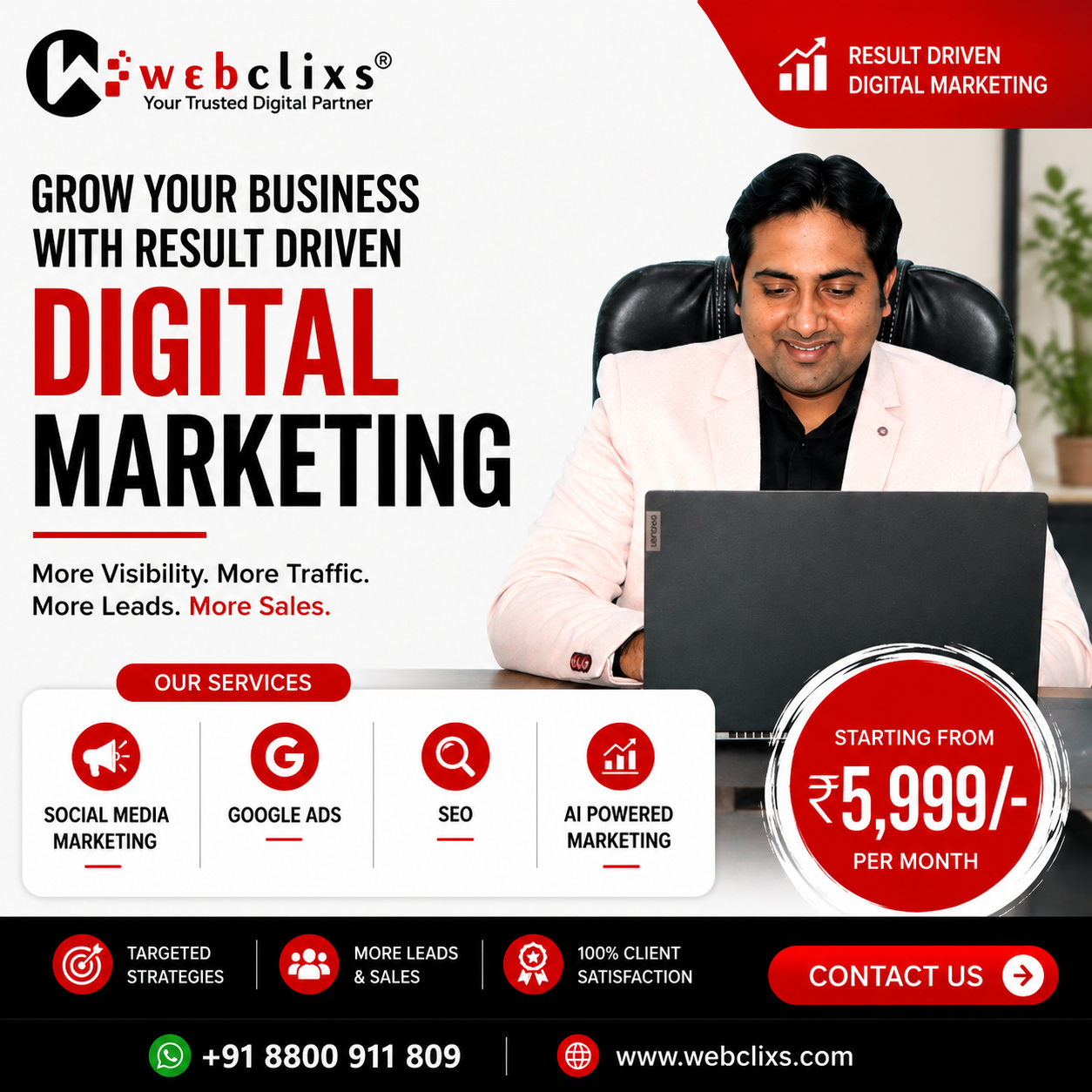 WebClixs.com Facebook ad: Social Media & SEO Services