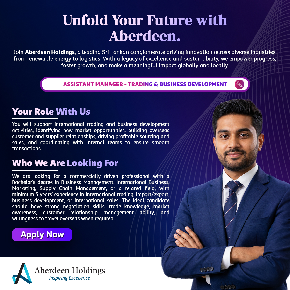 Aberdeen Holdings Facebook ad: We’re Hiring: Assistant Manager - Trading & Business…