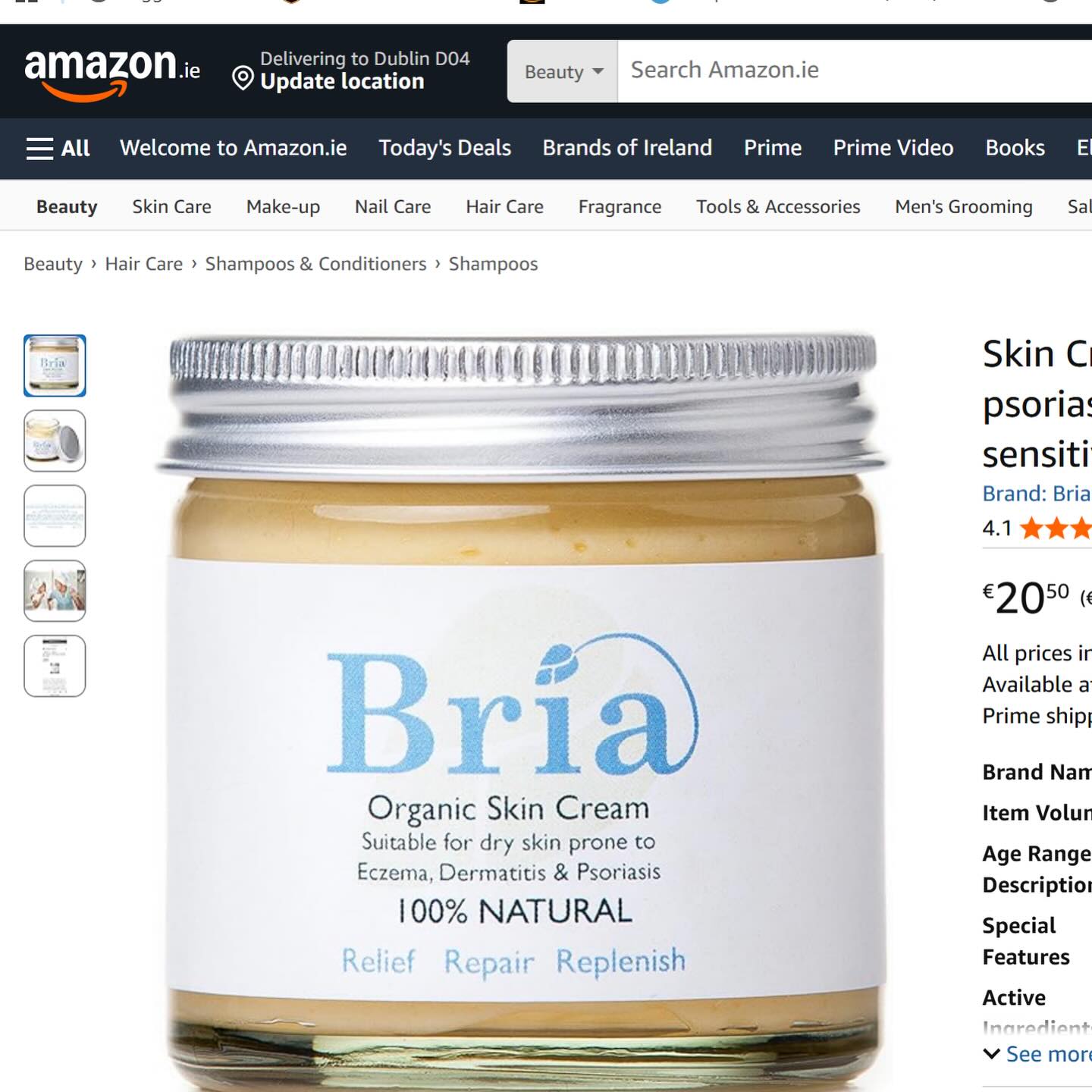 Bria Organics Facebook ad