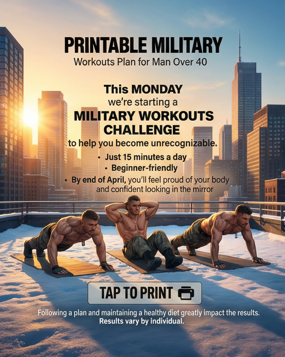 Military Calisthenics For Men Facebook ad: Transform Your Body in 28 Days