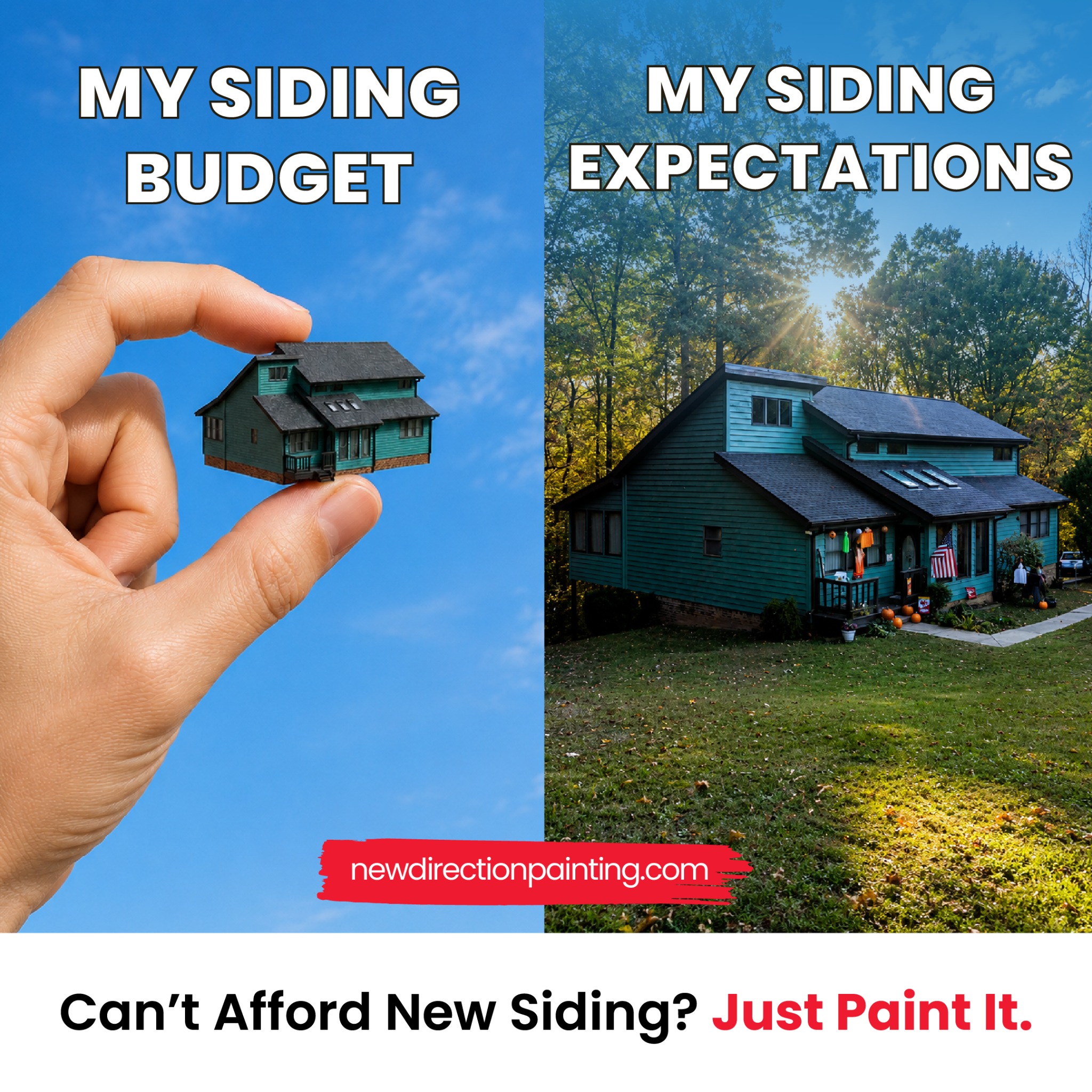 New Direction Painting Facebook ad: Give Old Siding New Life