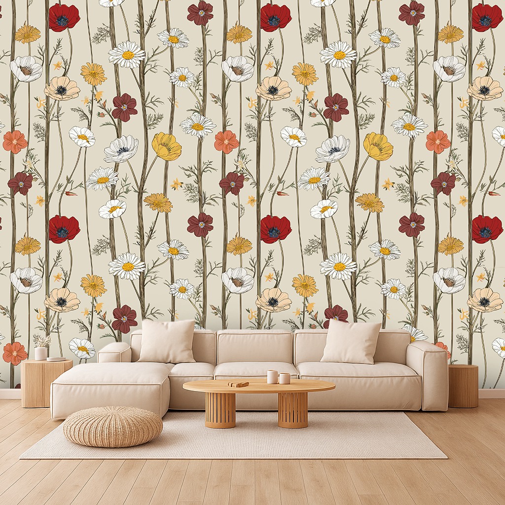 Material Depot Facebook ad: Bring Life to Your Walls with Designer Wallpapers.