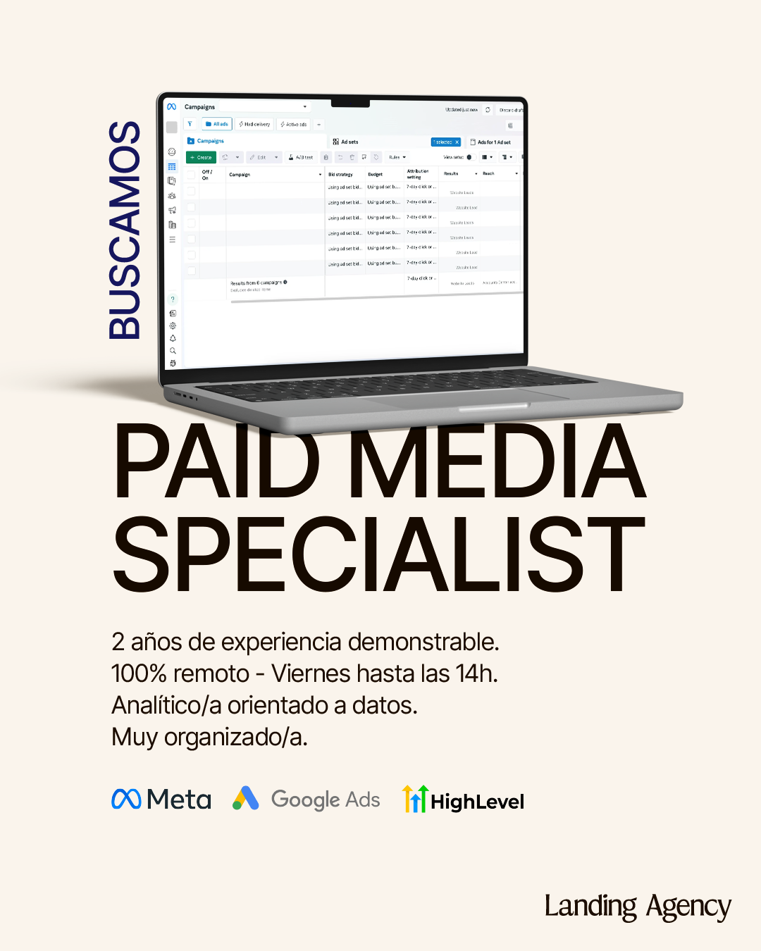 Landing Agency Facebook ad: Únete a nuestro equipo