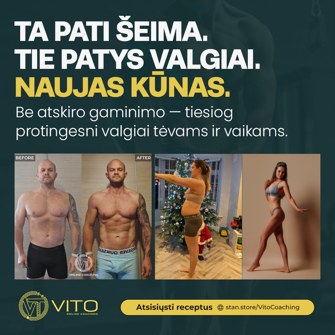 Vito Online Coach Facebook ad: Paslaptis, kaip pasiekti puikią formą? Nustok valgyti…