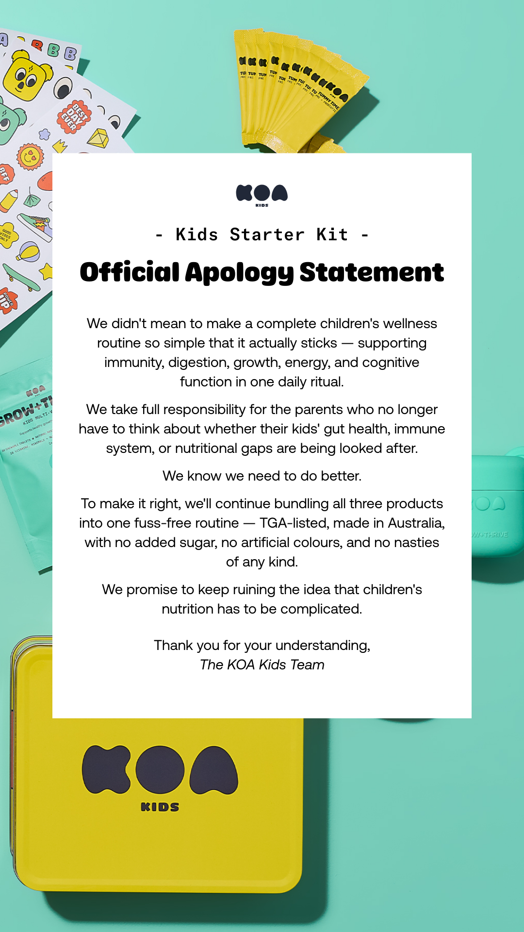 KOA Kids Australia Facebook ad from Aug 5, 2026