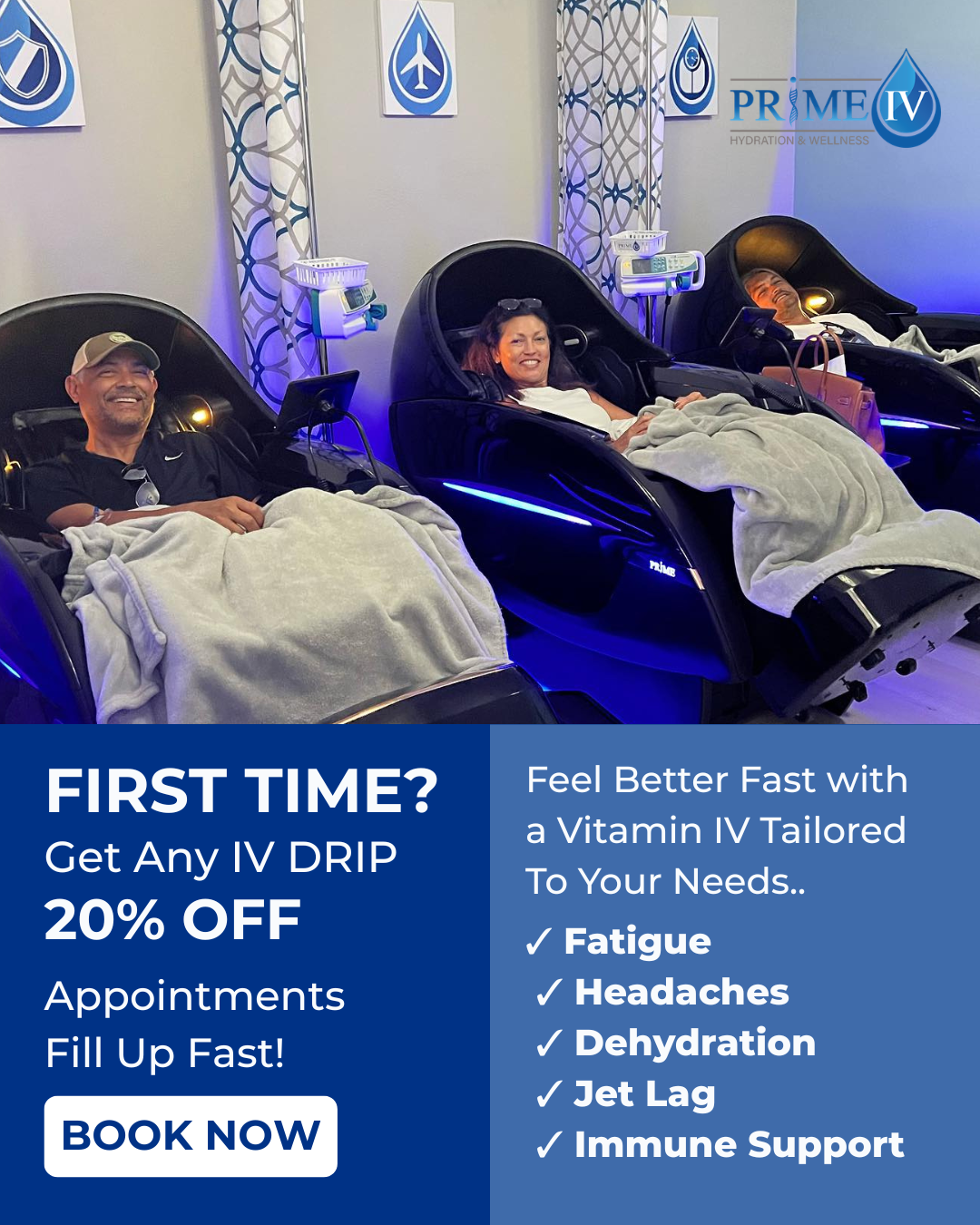 Prime IV Hydration & Wellness Facebook ad: Try IV Therapy 20% OFF