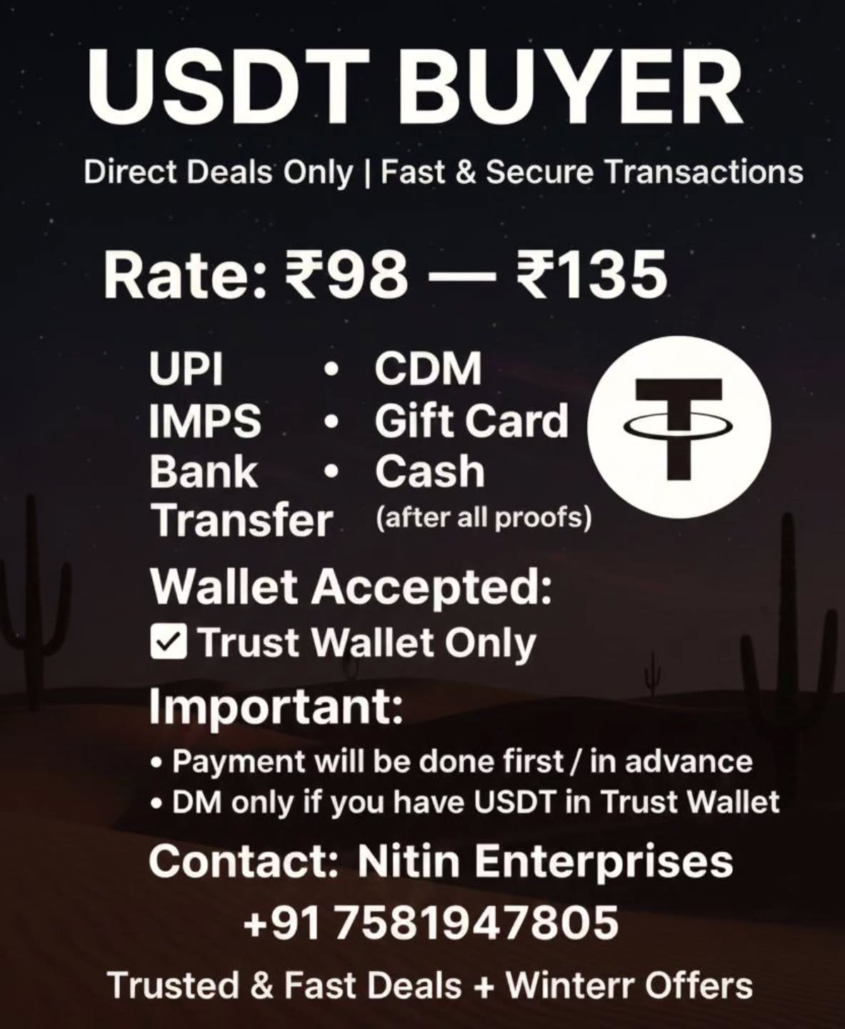 knx5t Facebook ad: I am a USDT Buyer, offering the fastest…