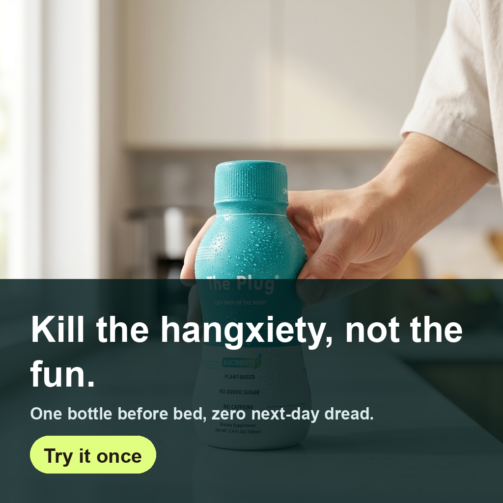 The Plug Drink Facebook ad: Kill the hangxiety, not the fun.